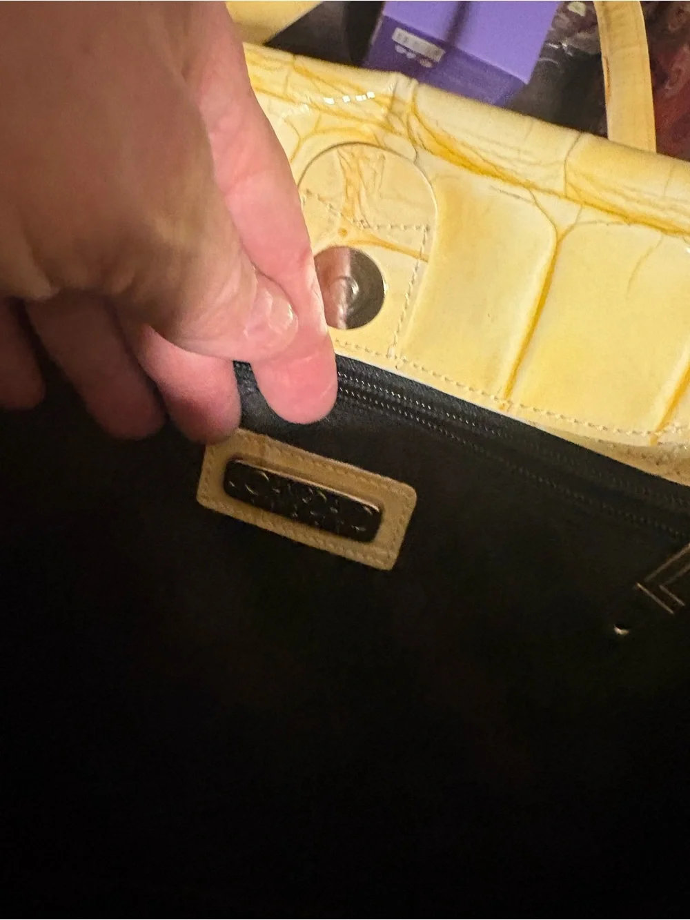 Yellow Croc-Embossed Tote Bag Joan & David